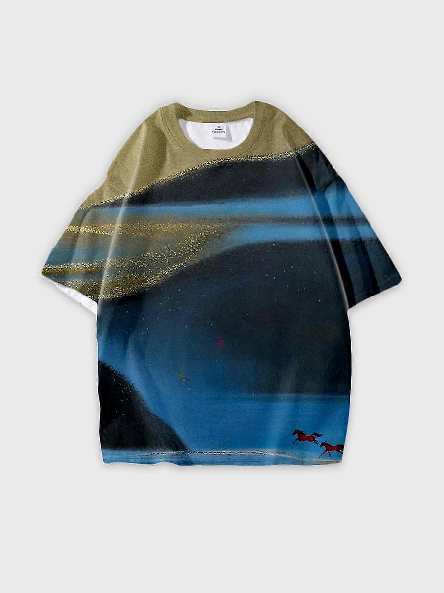 T-shirt round neck Pattern loose short sleeve B1217