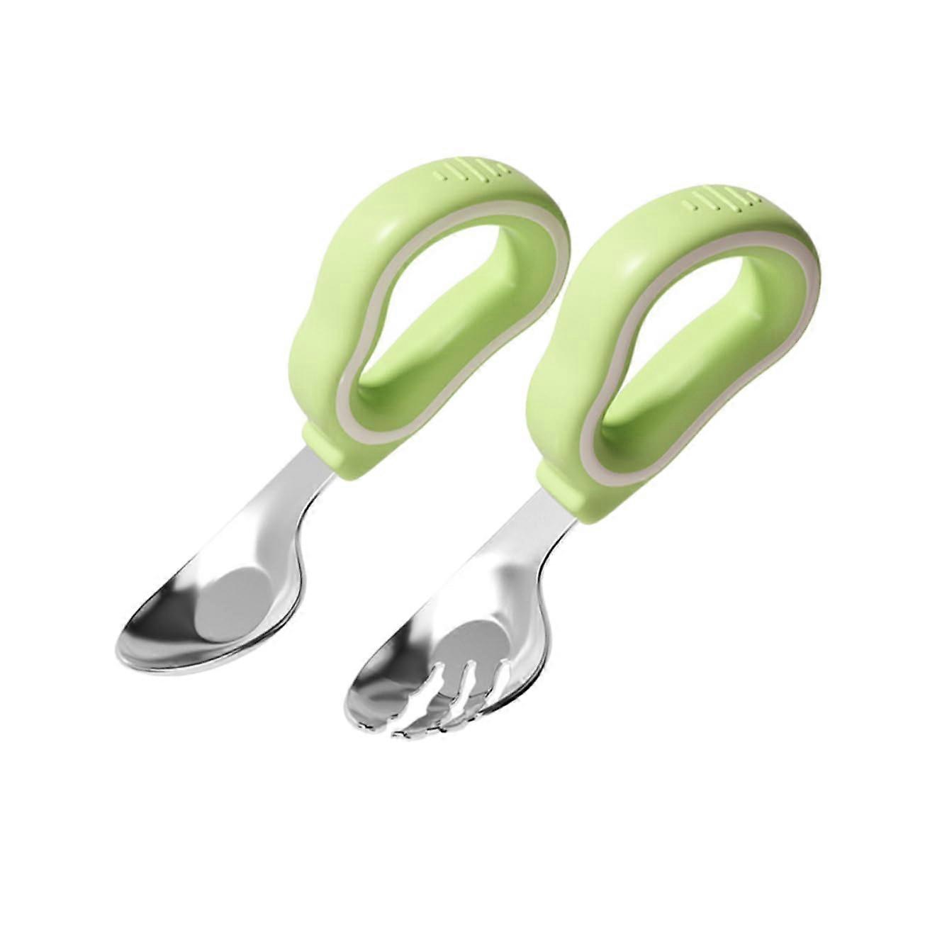 1piece stainless steel children's cutlery set with spoon, fork, and storage container