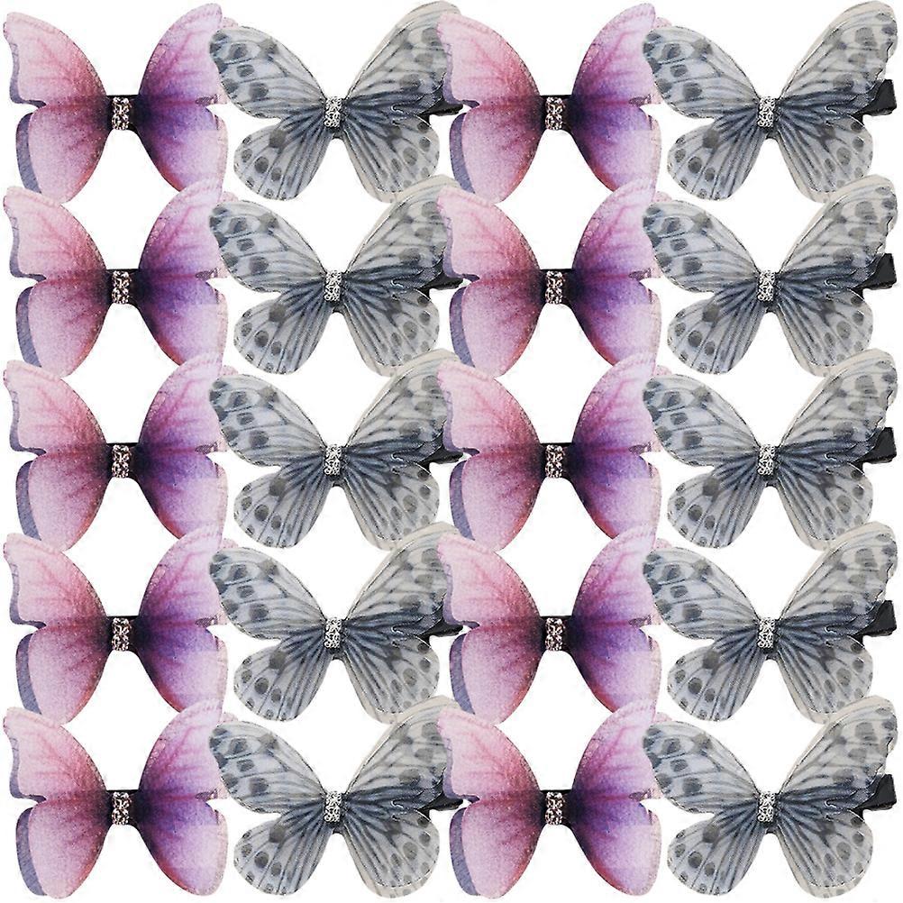 Girl Hair Accessories Hair Butterflies Clips Chiffon Material Adjustable Fairy Style Daily Wear 4.5x3cm 20Pack
