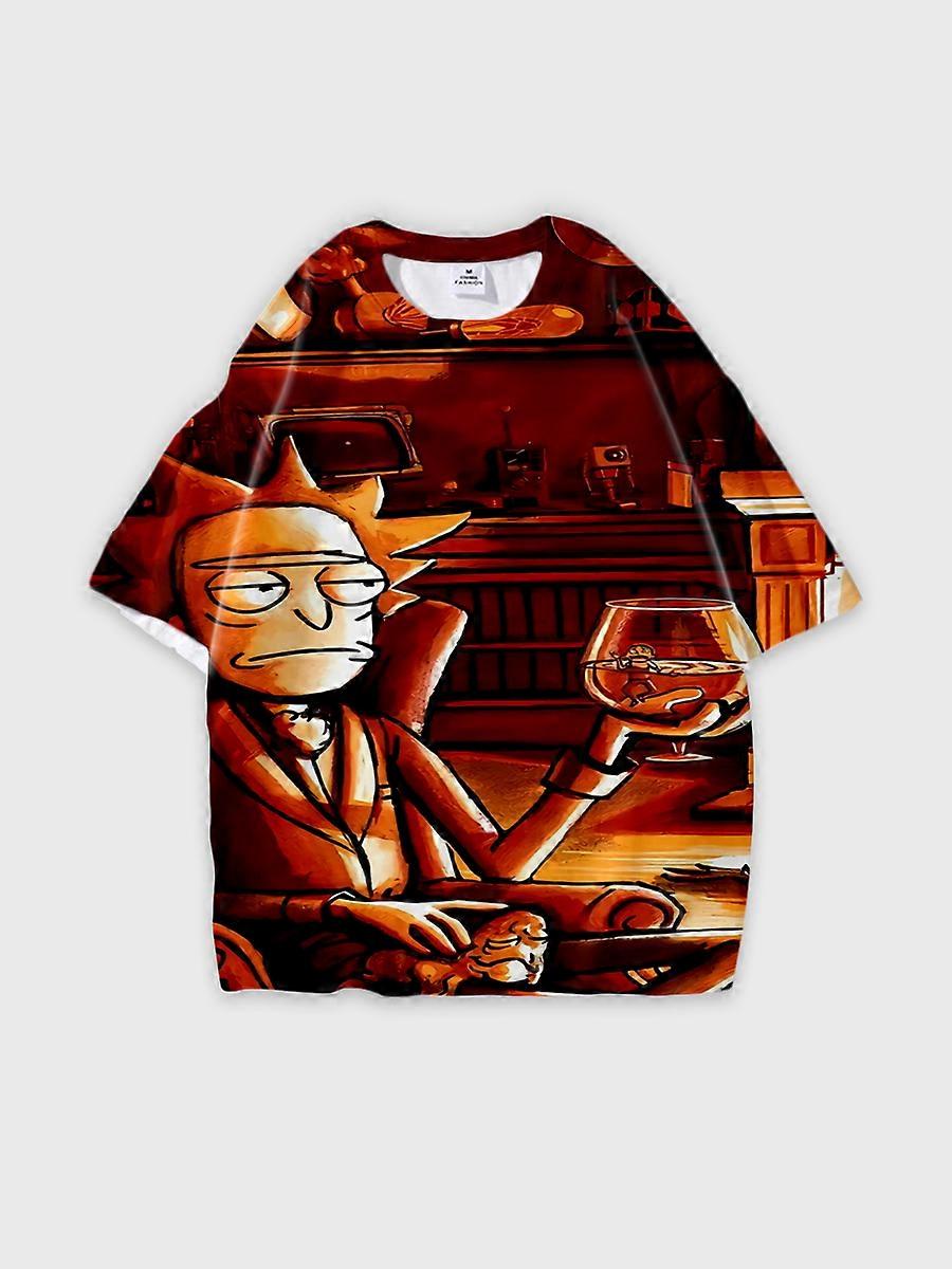 T-shirt round neck Animation Character Pattern loose short sleeve E2342