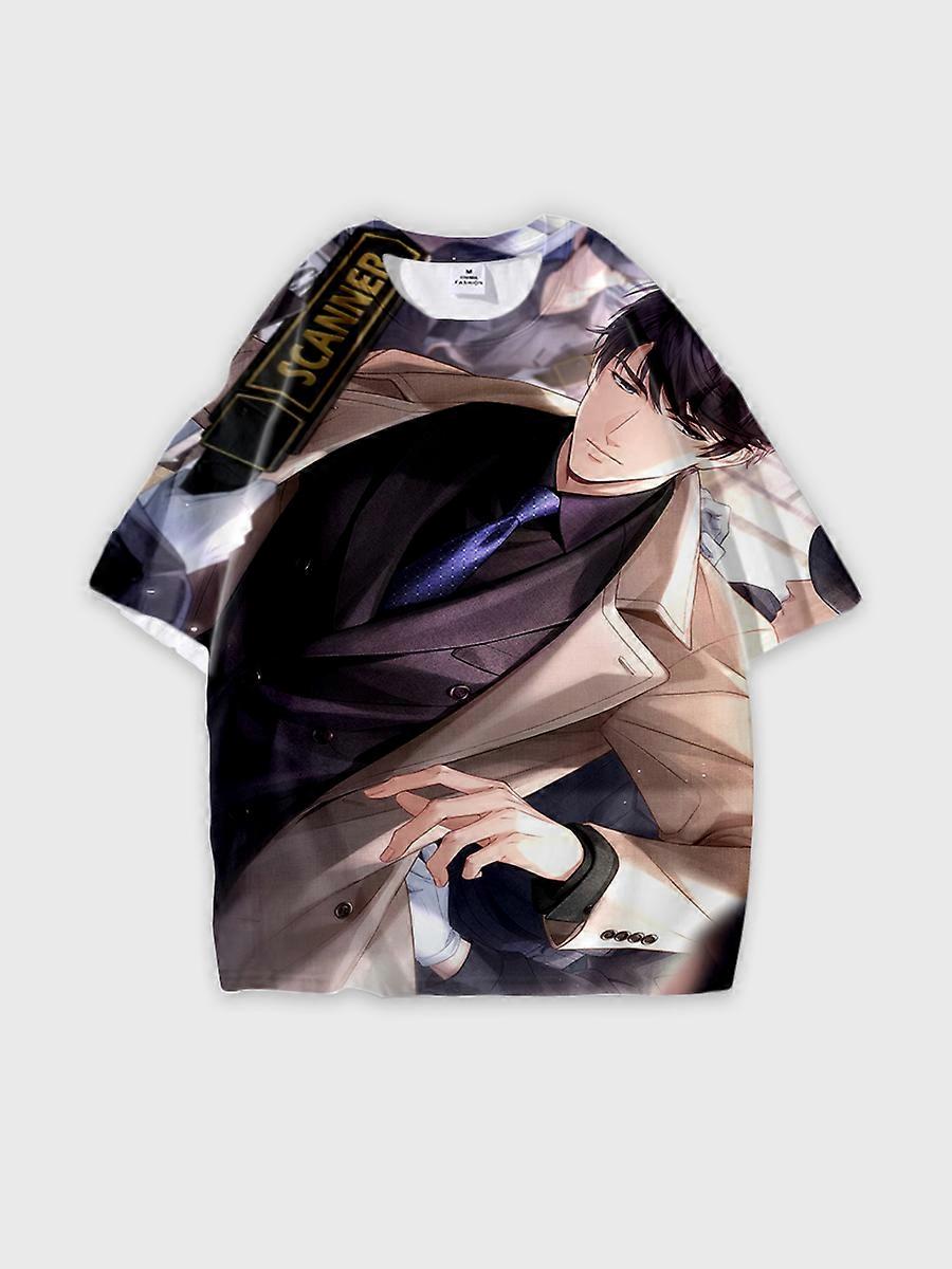 T-shirt round neck Role Pattern loose short sleeve E686