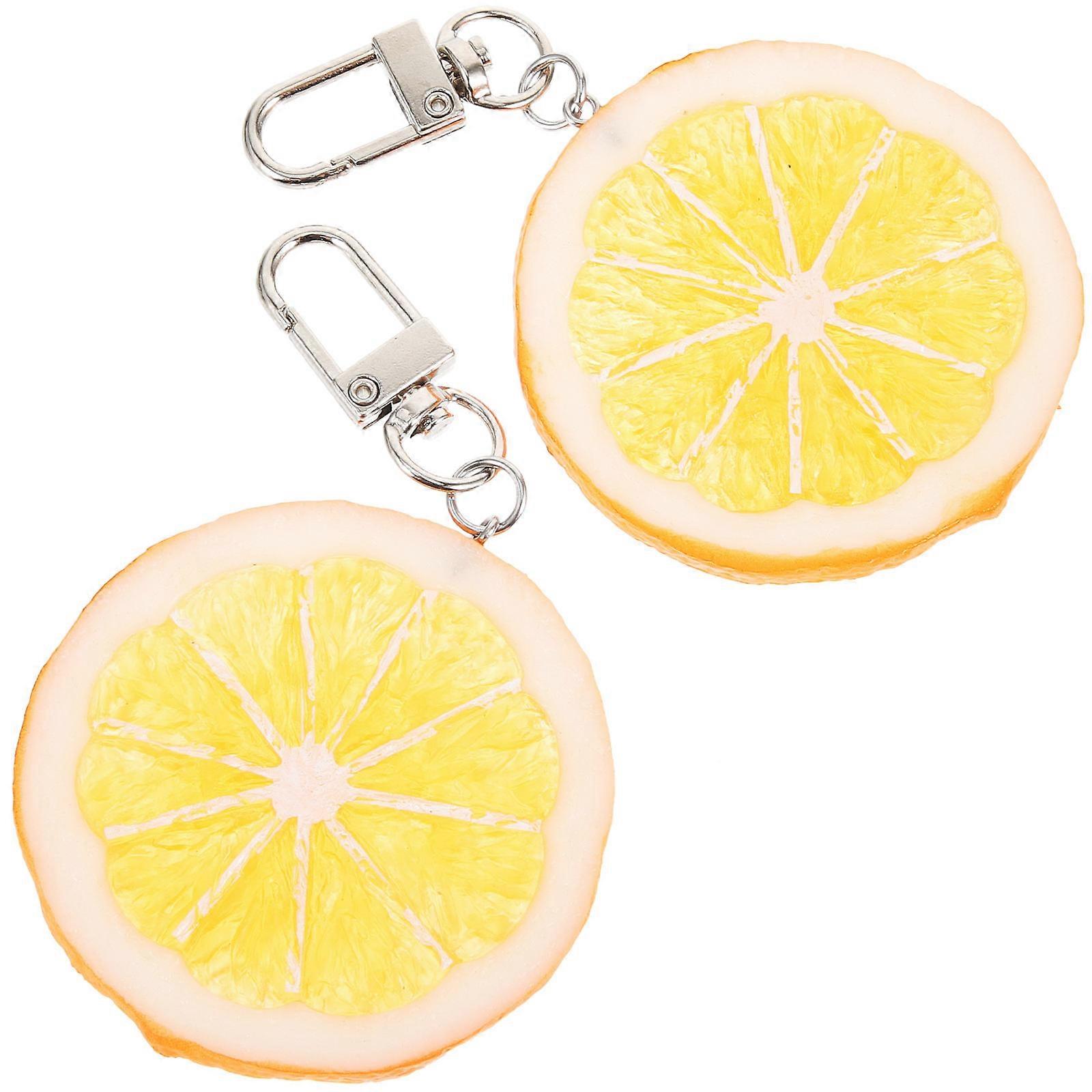 Fruit Design Keychains Made of Durable Metal and Plastic in Orange Color for Decor 2pcs