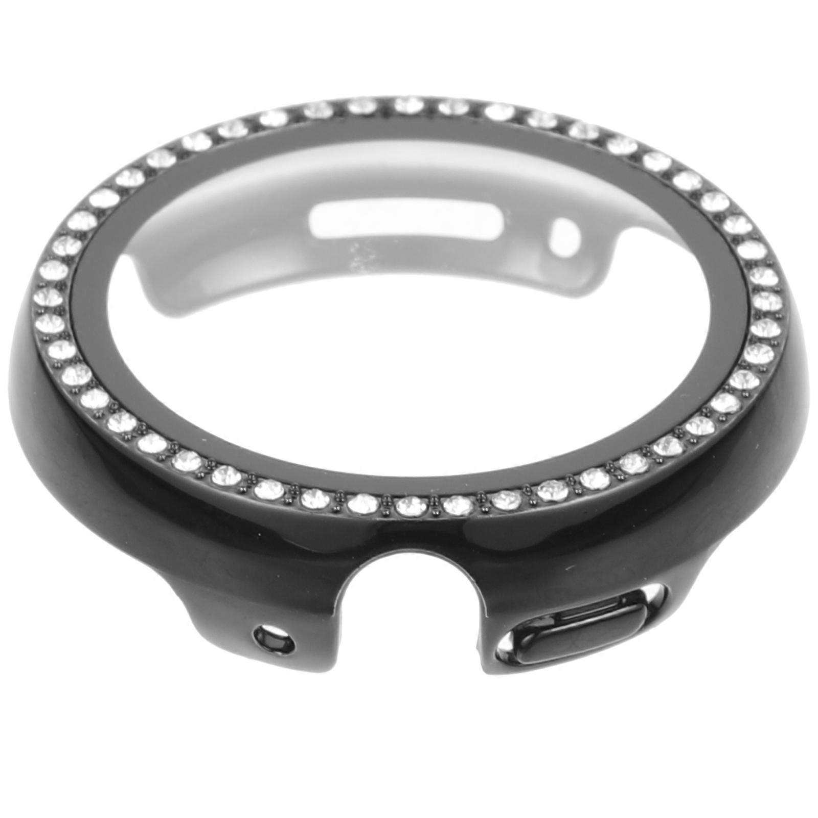 Rhinestone Watch Screen Protector Case for Pixel Watch Black PC Material Anti-scratch 1 Piece
