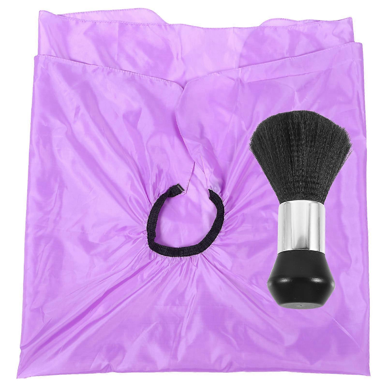 Violet Hair Cutting Cape with Neck Duster Brush for Salon and Home Use Adjustable Elastic Neckline