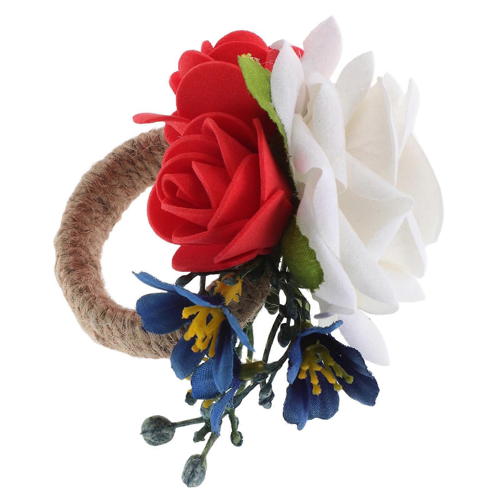Rustic Napkin Ring with Faux Flower for Independence Day