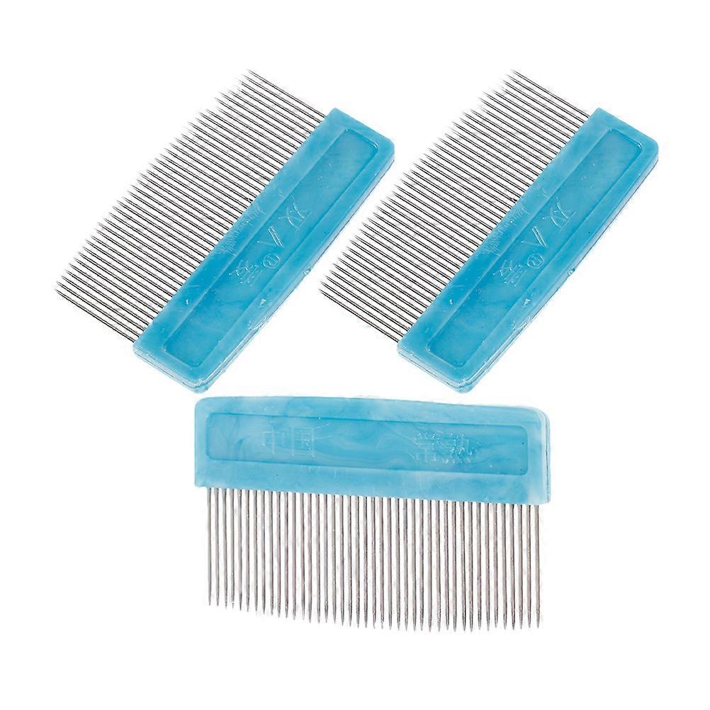 Hair Comb With Metal Pick 3Pcs Strong Combing Tool For Instrument Maintenance Durable 5.50X3.50X0.50cm Prevent Knotting