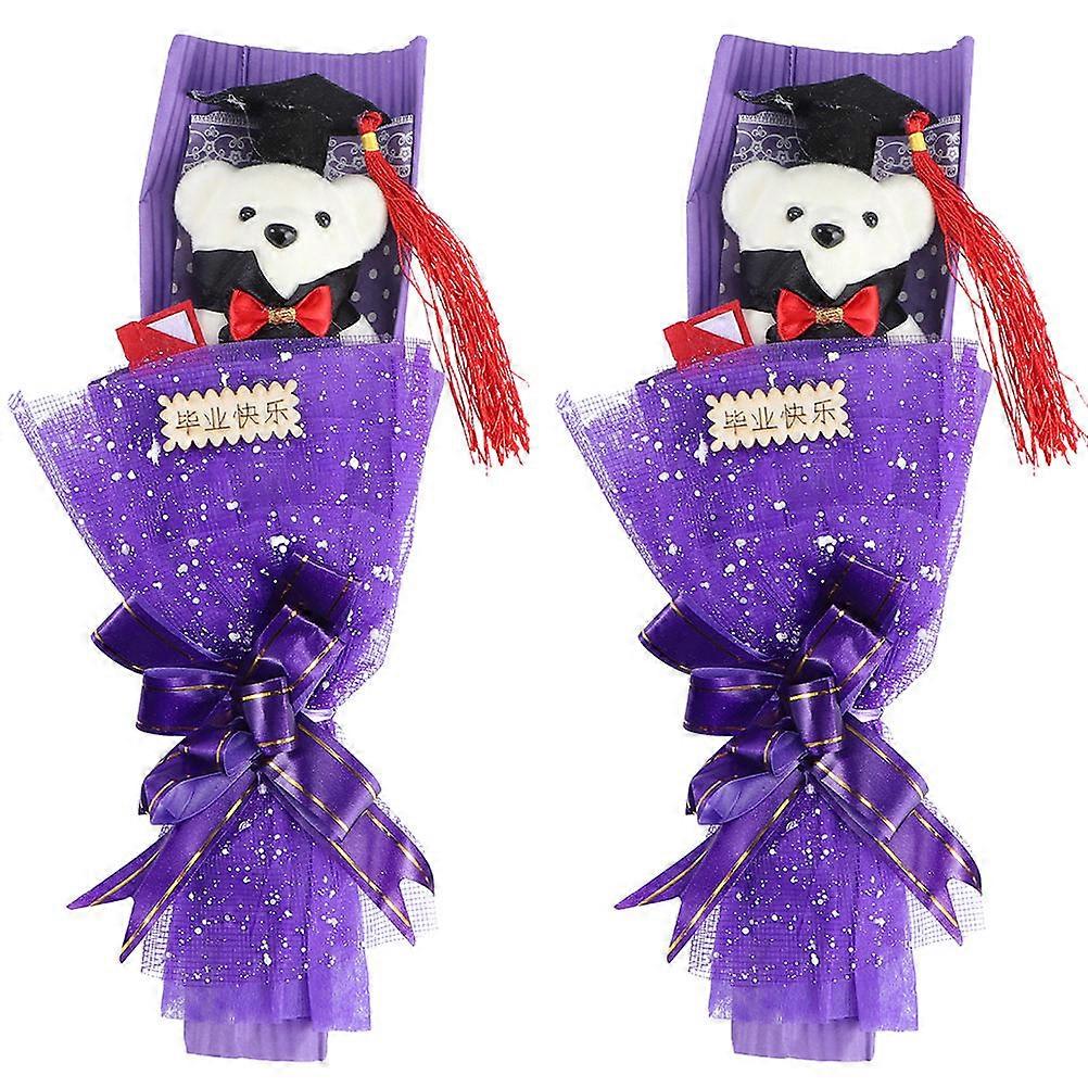 Festive Party Bear Shape Graduation Decoration For Friends Purple Foam 2Set