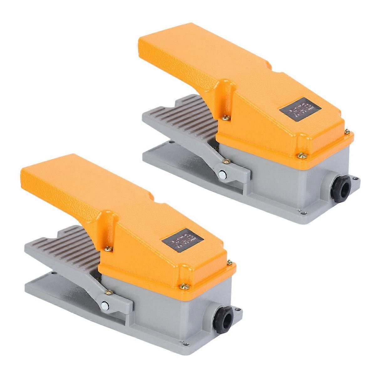 2X LT4 Foot Switch Aluminium Case Treadle Pedal Switch for Machine Tool Control Silver Contact