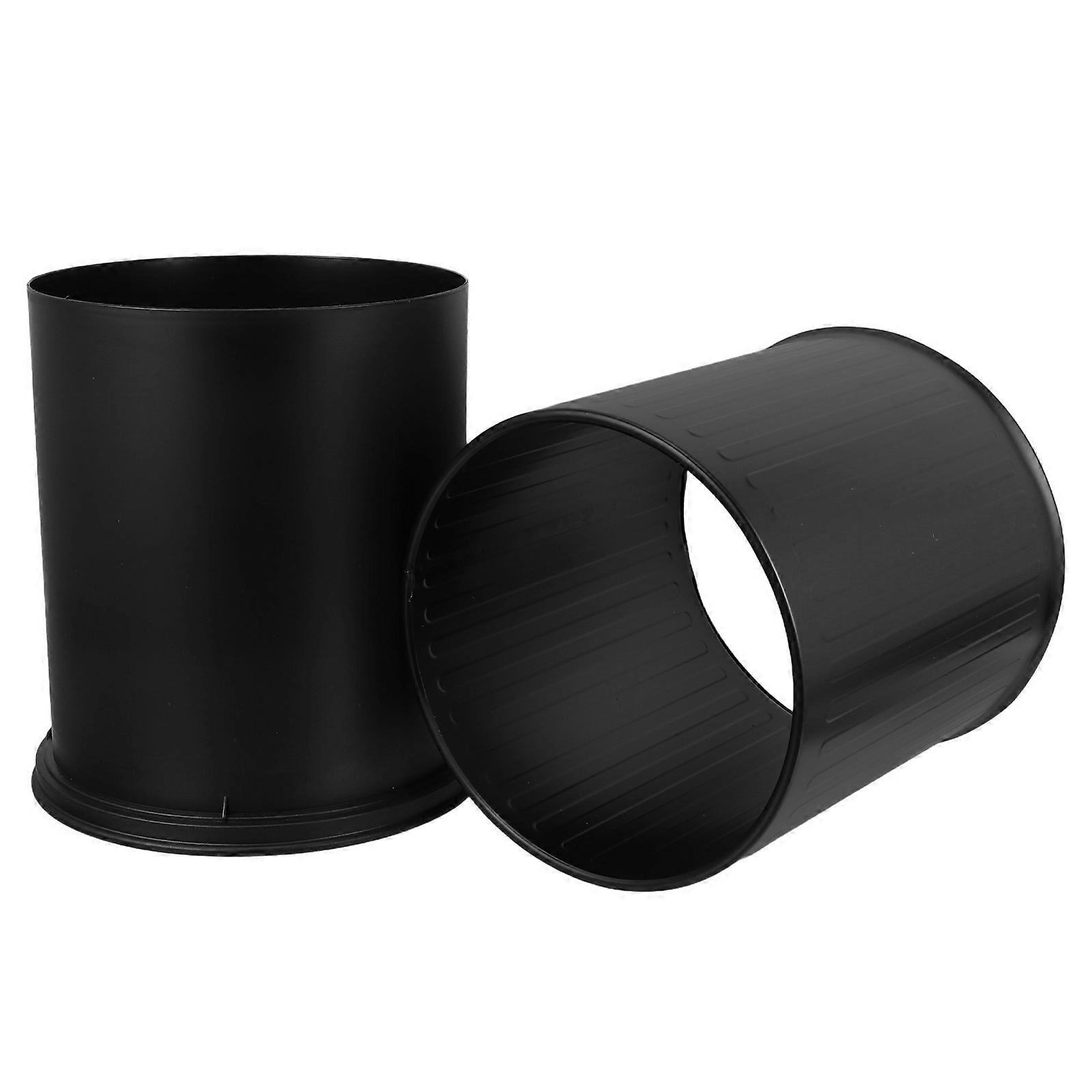 Black Carbon Steel Office Trash Can with Open Top Design for Home and Bathroom, Compact Size 10 L