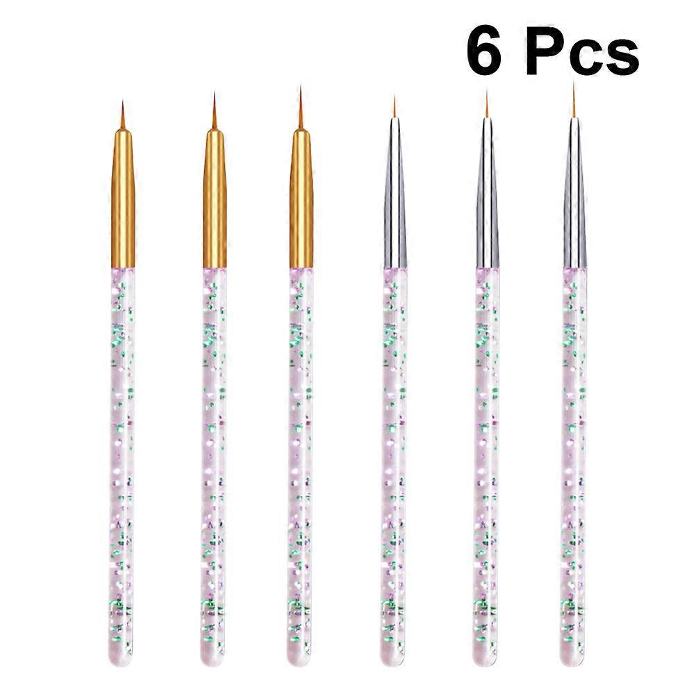 Acrylic Nail Art Pen with Sequins Filled Handle for Professional and Personal Use 6Pcs Assorted Color