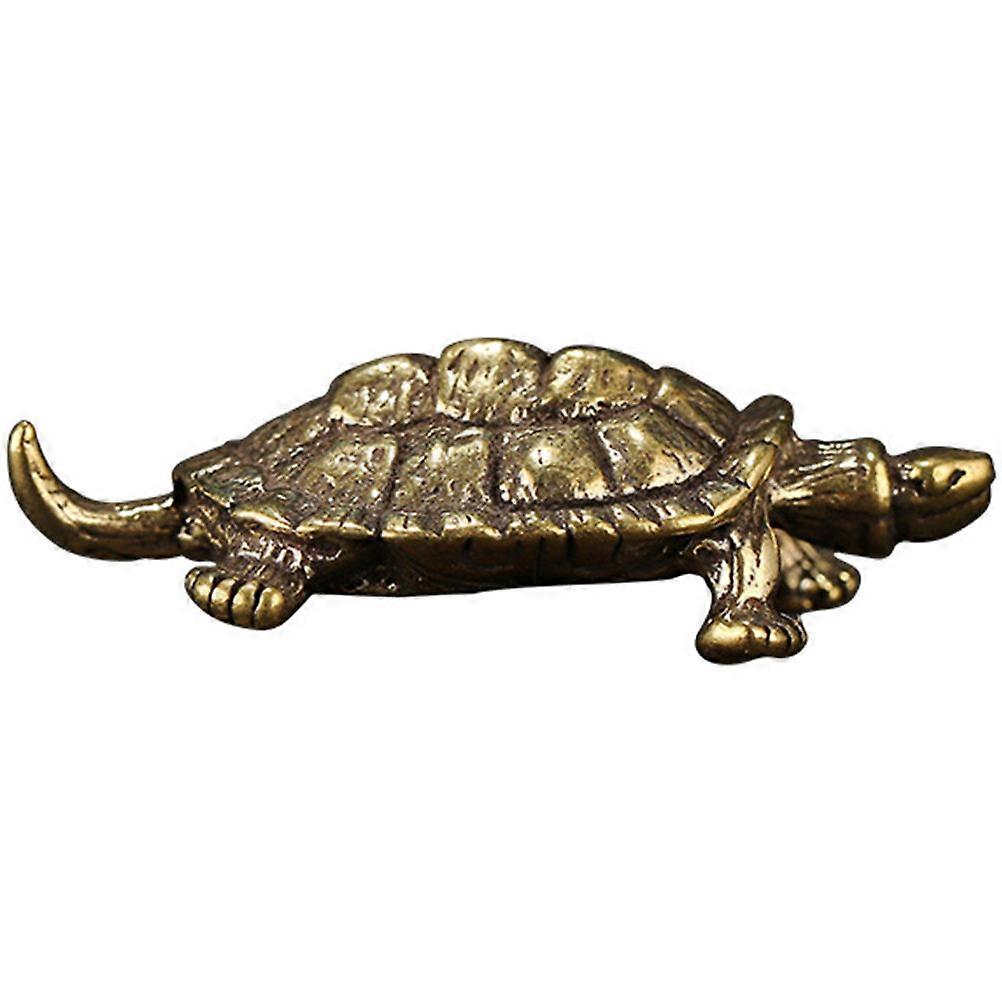 Golden Copper Turtle Sculpture Decoration for Desk Handmade Adornment with Stable Elegance 1pc