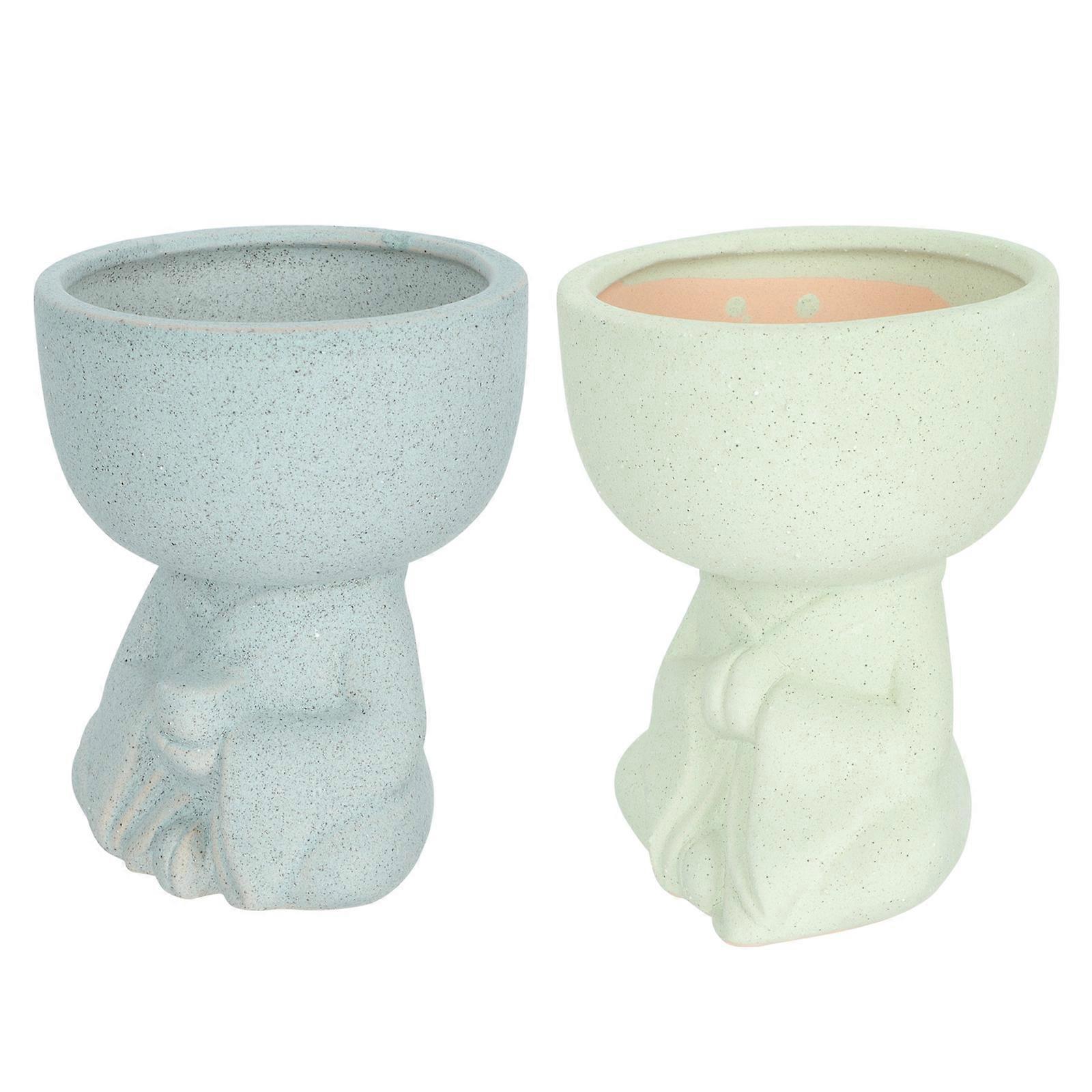 Ceramic Flowerpot Succulent Pots For Gardens Balconies 2Pcs Durable Use