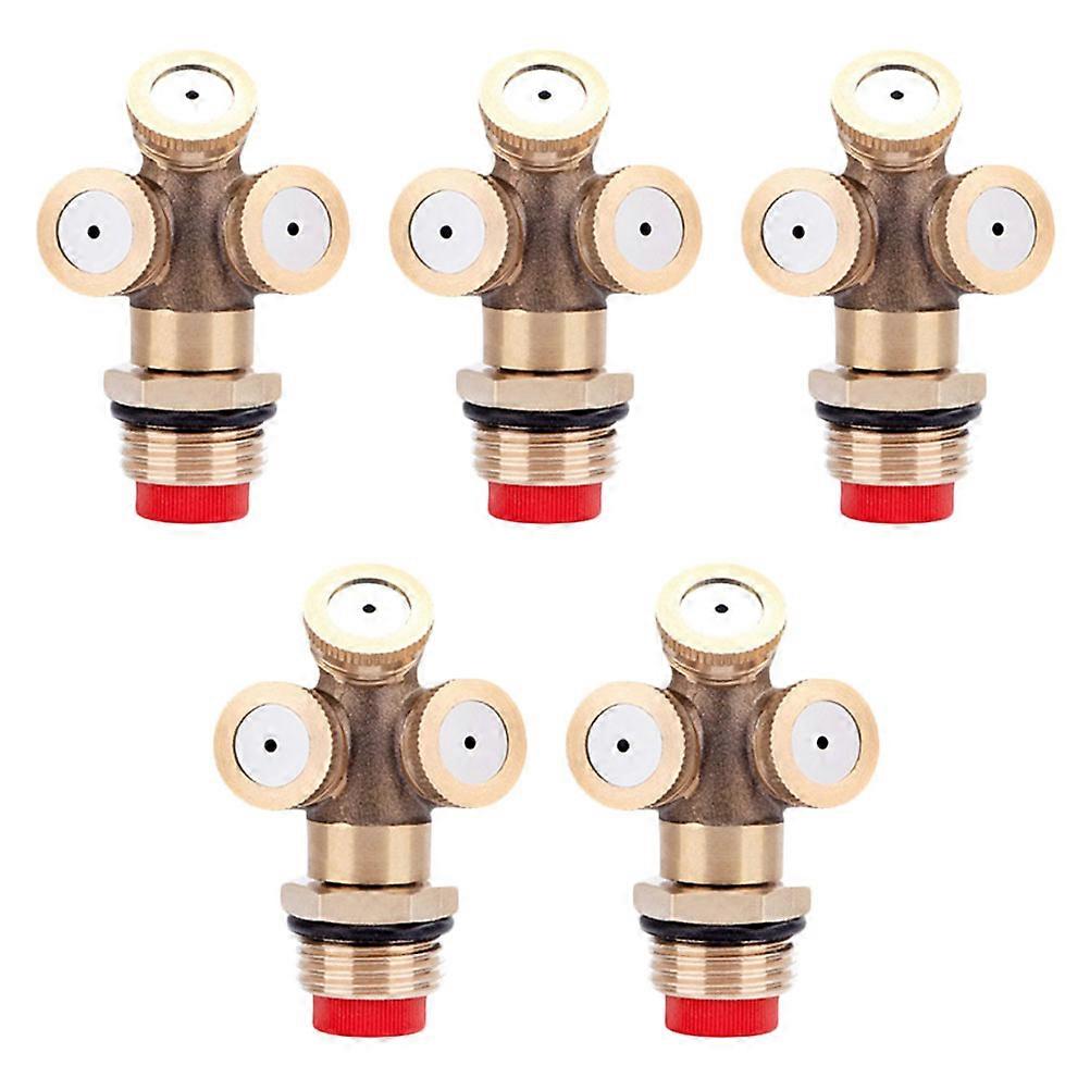 5pcs Brass Misting Nozzle for Gardening & Agriculture – Durable, Leak Proof Atomizing Spray Tool with 3 Direction Design for Efficient Watering &