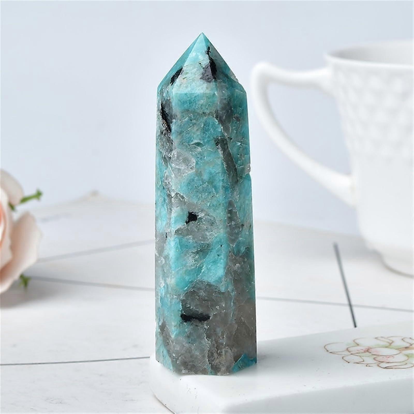 Natural Stones and Crystal Tip Stick, Reiki Healing Stone Tower, Energy Ore (Color: Symbiotic Quartz, Size: 6070mm)