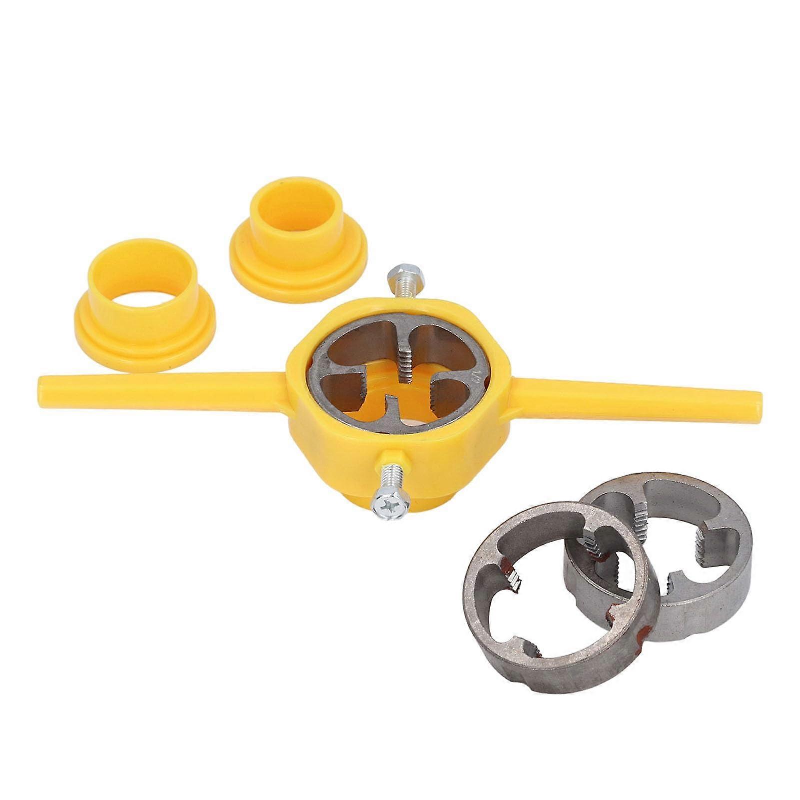 Robust threading tool from the PVC thread manufacturer with NPT dies for plumbing projects and CVC systems.