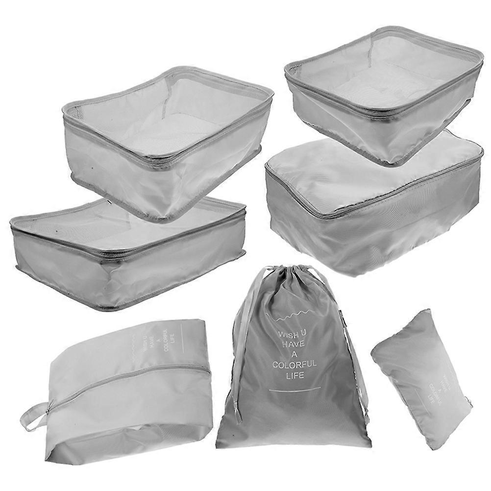 Travel Garment Storage Bags Organizer Set for Clothes, Shoes, Underwear, Cosmetics – Durable, Lightweight, Easy to Use – Grey