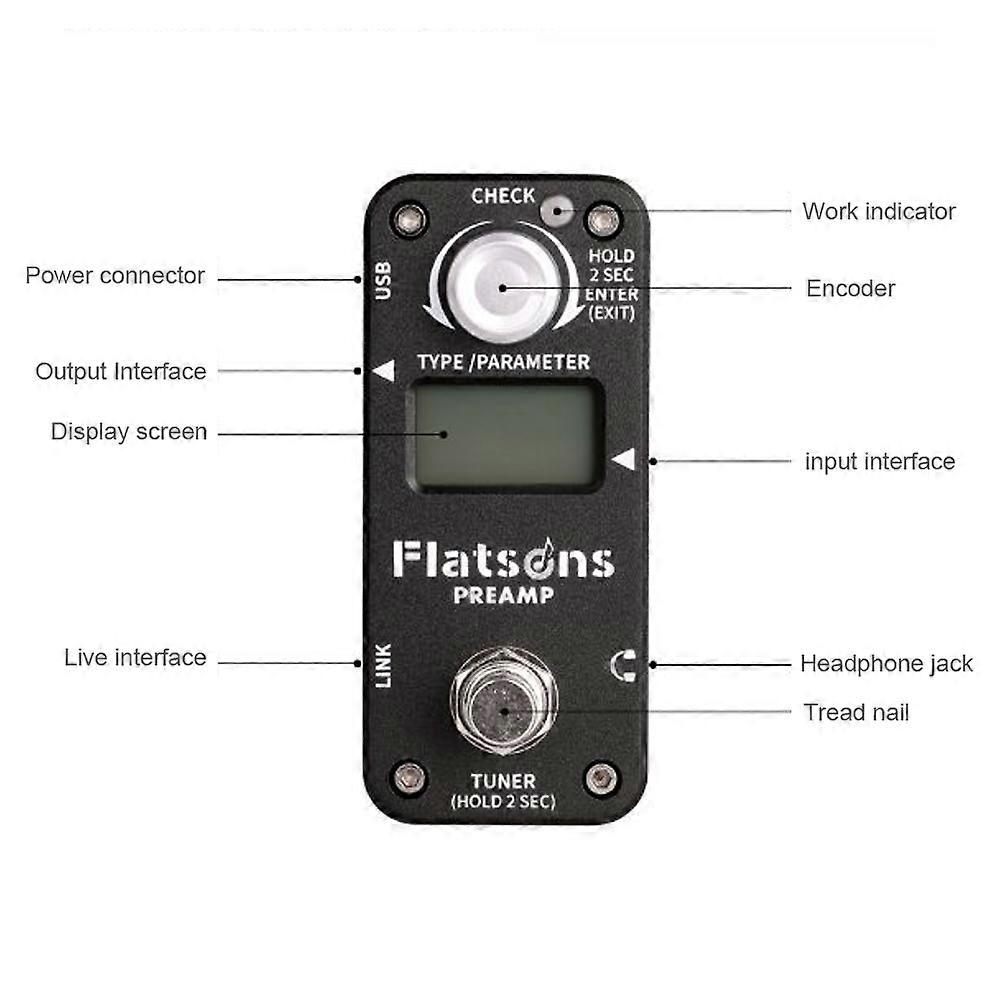 FLATSONS Multifunctional Preamp Effector Guitar Effect Pedal Processor Universal Guitar Bass Effectors Stringed Instrument Parts Accessories with Tun