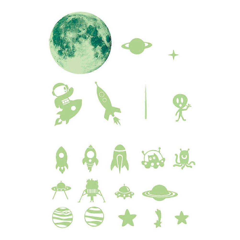 Cartoon Wall Stickers 1 Set Glow in The Dark Luminous Moon Stars Decoration 28x28cm For Kindergarten Spaces