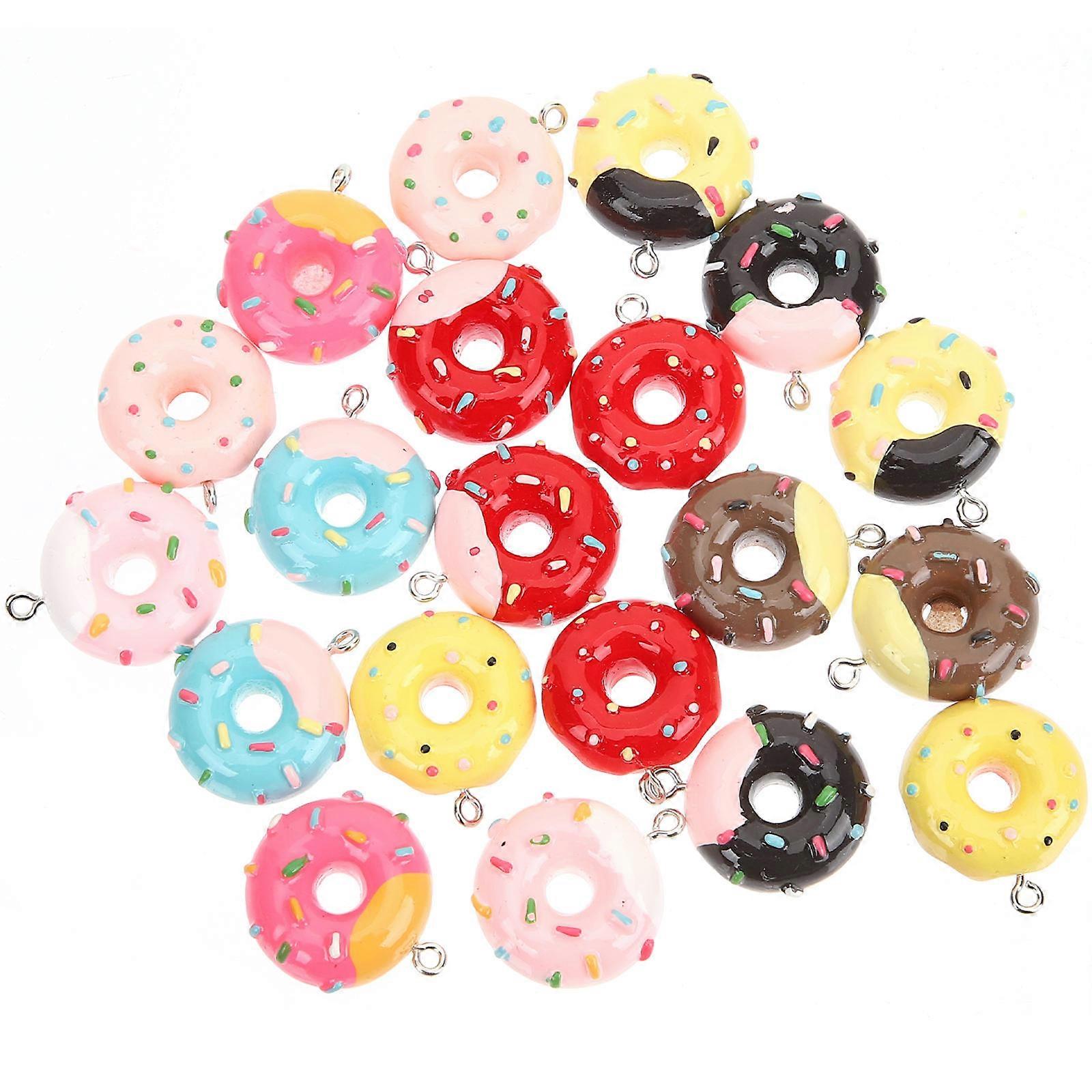 20pcs Donut Pendant Charms for DIY Crafts, Keychains, Earrings & Bracelets – Creative Dessert Charms with Realistic Design for Imagination & Hands On
