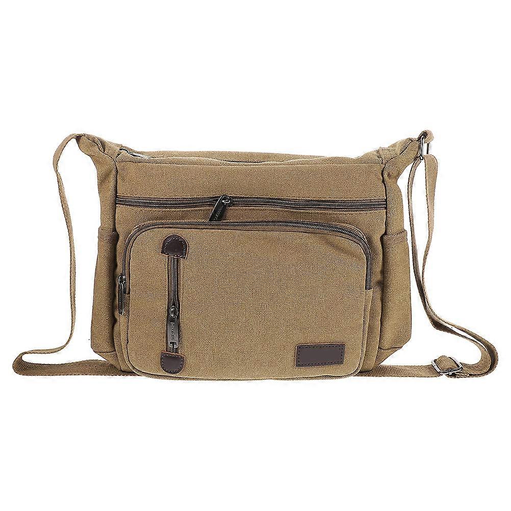 Messenger Bag Canvas Shoulder Bag for Men Use Khaki Brown