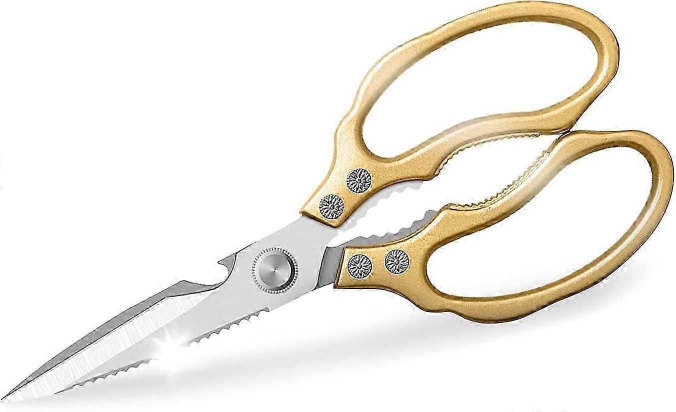 Professional Multi-Purpose Heavy Duty Kitchen Scissors for Cooking(Gold)