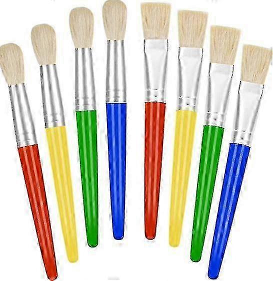 Pig Bristle Round Head Painting Oil Brush Regular Color Flat Head + Round Head 2025