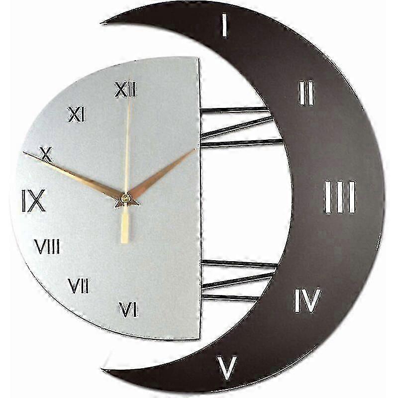 Wall Clock Modern Design Silent Kitchen Clock Creative Moon Shaped Frame Home Decoration Clock