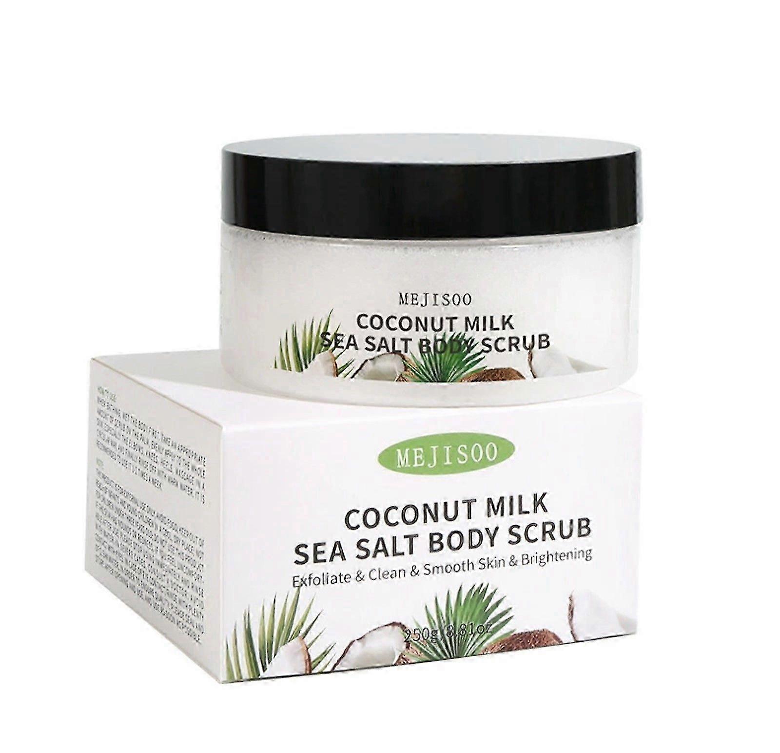 Esfoliante Corporal com Sal Marinho e Leite de Coco - Esfoliante Hidratante e Esfoliante para Corpo, Rosto, Mãos e Pés - Esfoliante Corporal com Leite de Coco com Sal Marinho