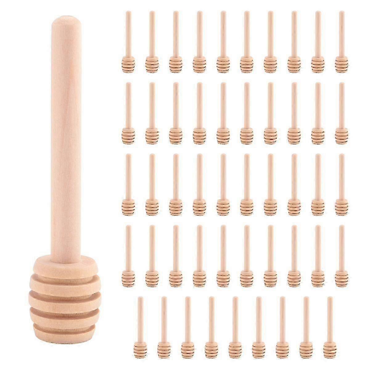 For 50 Pack of Mini 3 Inch Wood Honey Dipper Sticks - Individually Wrapped, Server for Honey Jar Dis