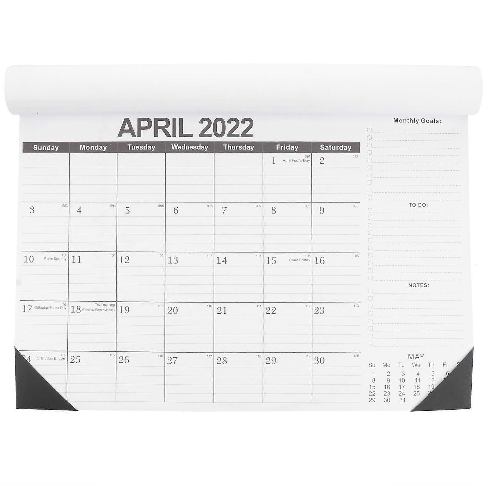 Wall Calendar 2022 Edition For Home Decor And Office Use Black Rectangular Classic Design Schedule Planning 1Pc