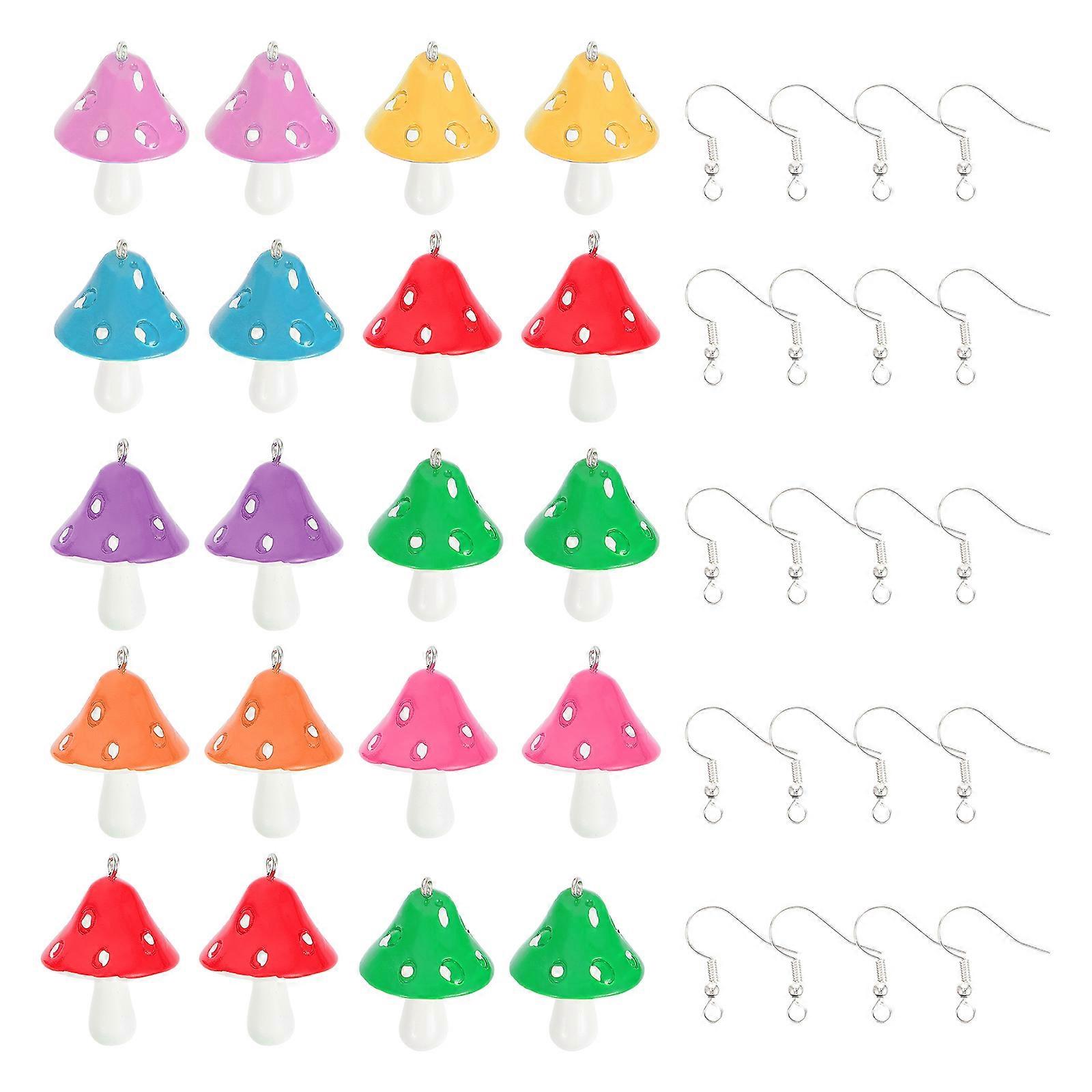 Earring Findings For Jewellery Making 20Pcs Earring Hooks DIY Craft Supply Mushroom Shaped Resin Assorted Color For Craft Projects