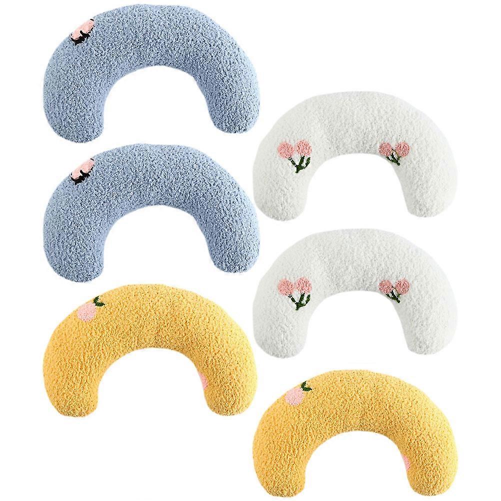 6pcs U Shaped Cat Neck Pillow, Soft Kitten Cushion for Comfortable Sleep, Adorable Stuffed – White, Blue, Yellow