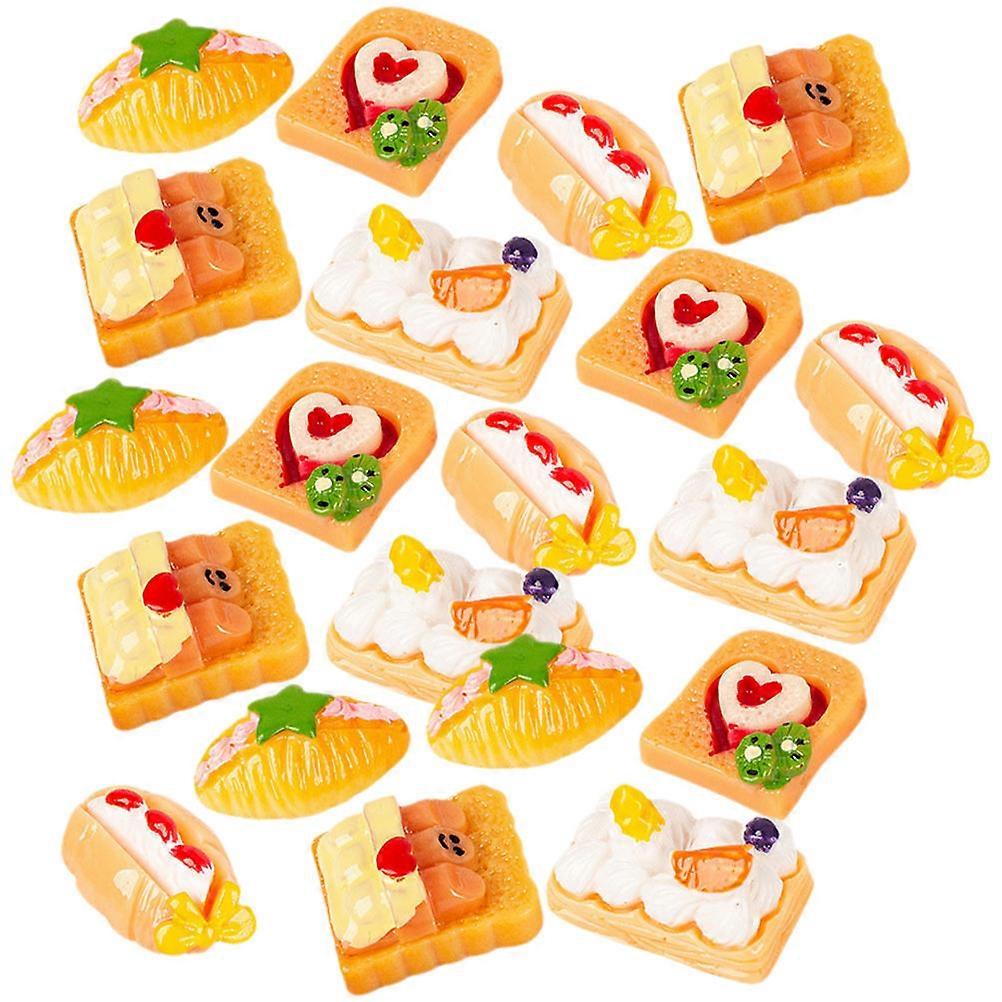 20 stykker harpiks simulert brød sjarm for DIY håndverk pynt assortert farge