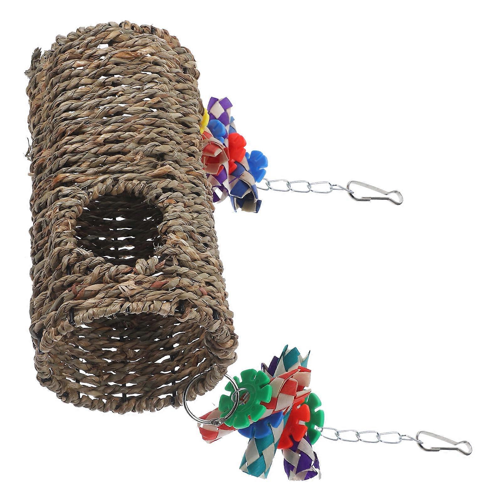 Creative Climbing Bird Perch Stand with Hanging Hammock Swing for Parakeets and Parrots – Stimulating Cage Accessory for Summer Activity and Stress