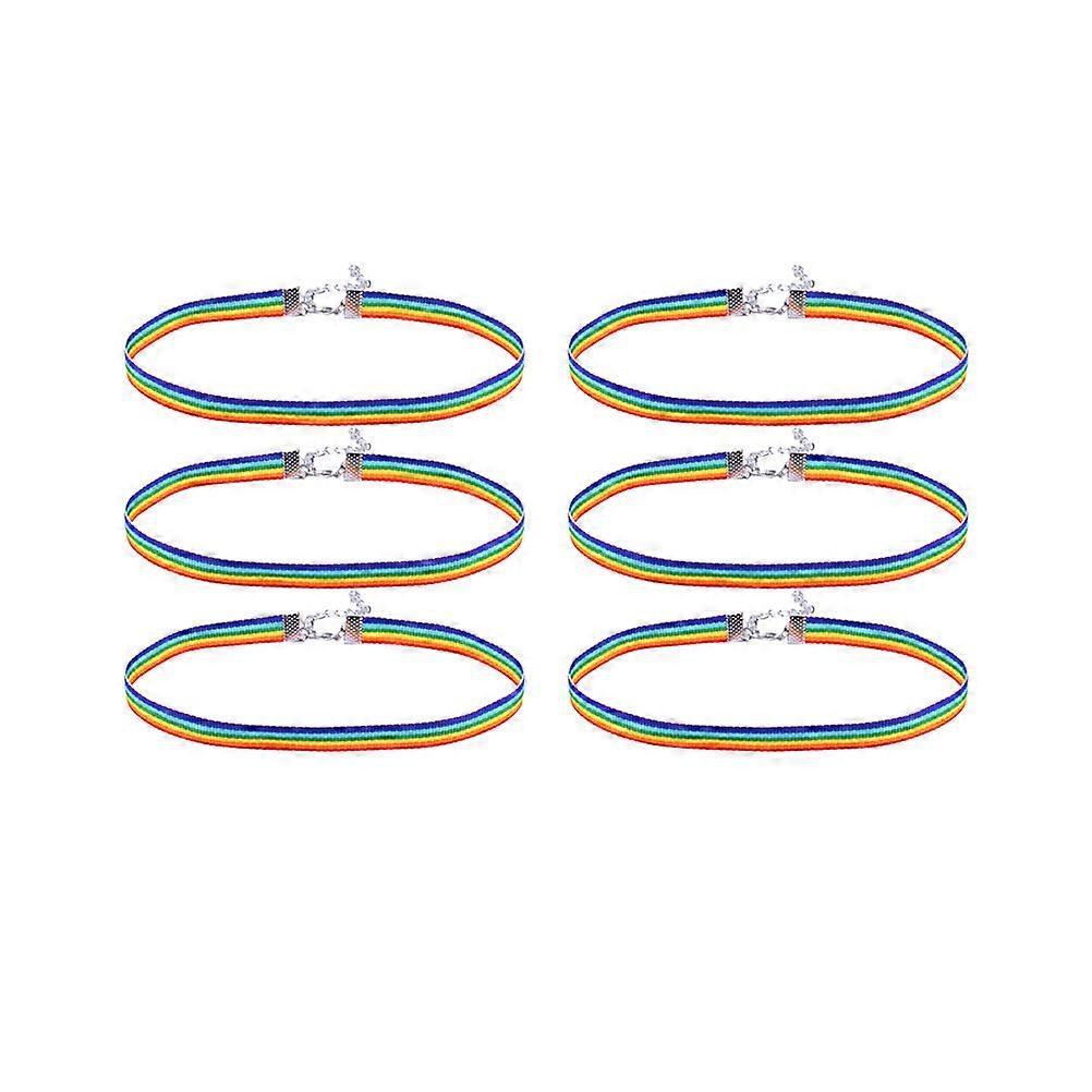 Here's a polished and engaging product description for your **6pcs Rainbow Design Choker Necklaces Set**:
✨ **6 Pack Rainbow Design Choker