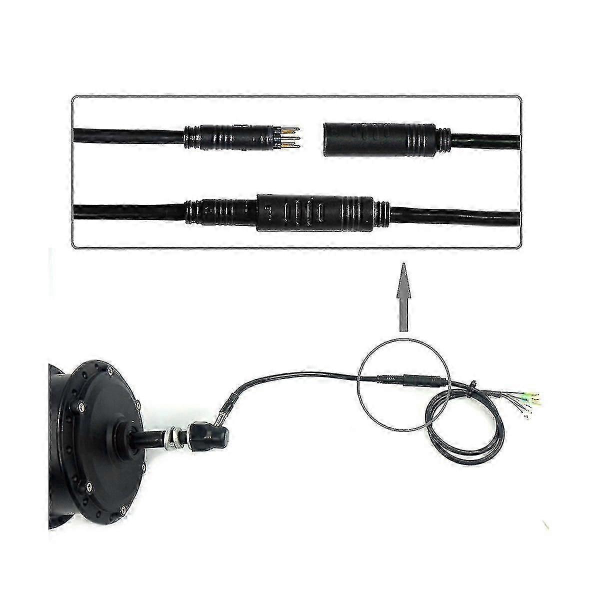 2pcs 60cm 9 Pin Waterproof E-Bike Motor Extension Cables for Front/Rear Wheels