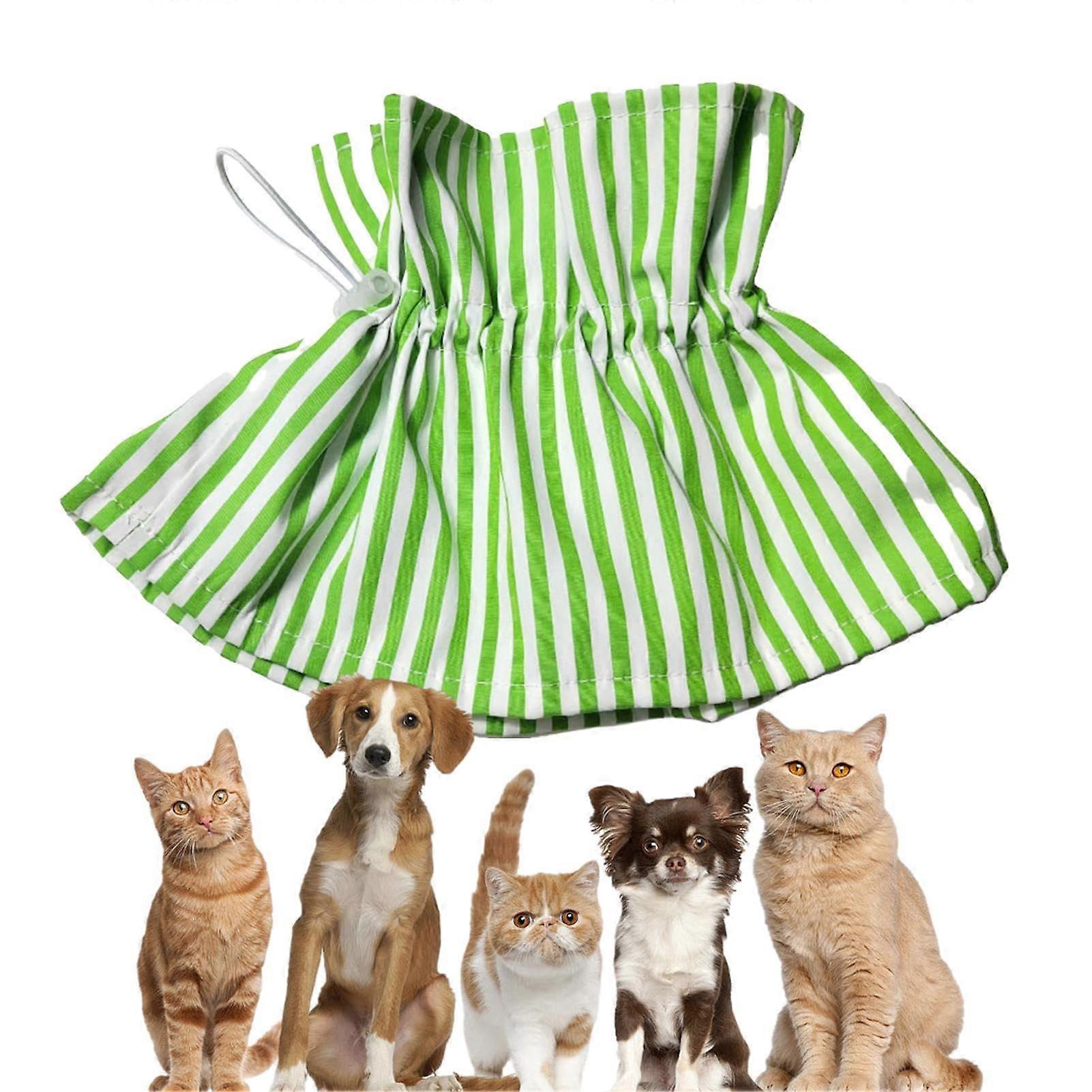 Soft Cat Cone Collar, Soft Elizabethan Collar, Adjustable Pet Accessory, Green Striped