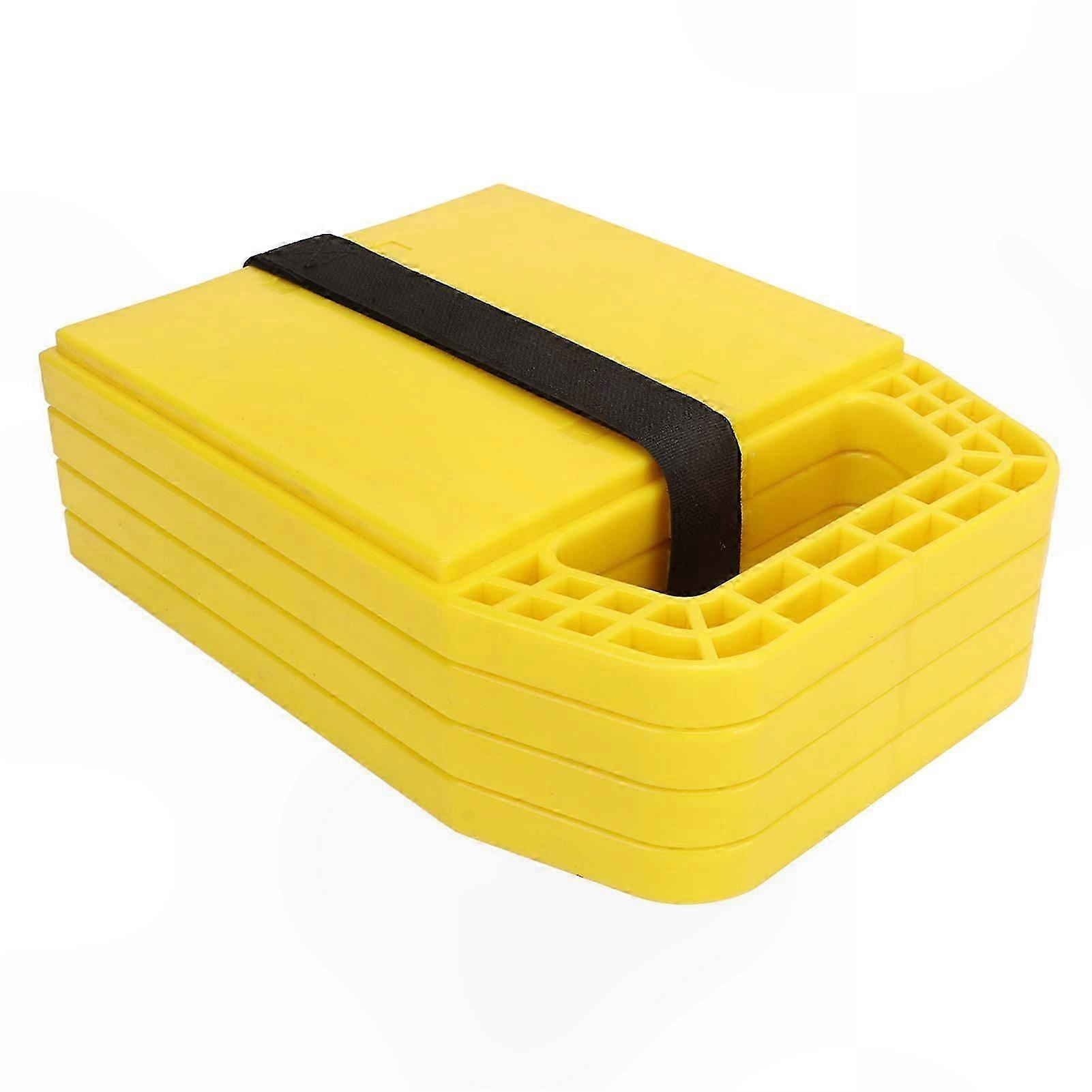 Yellow RV Jack Pads, 4 Pack Anti-Slip Leveling Blocks for Trailers and Campers, Durable Weatherproof Design