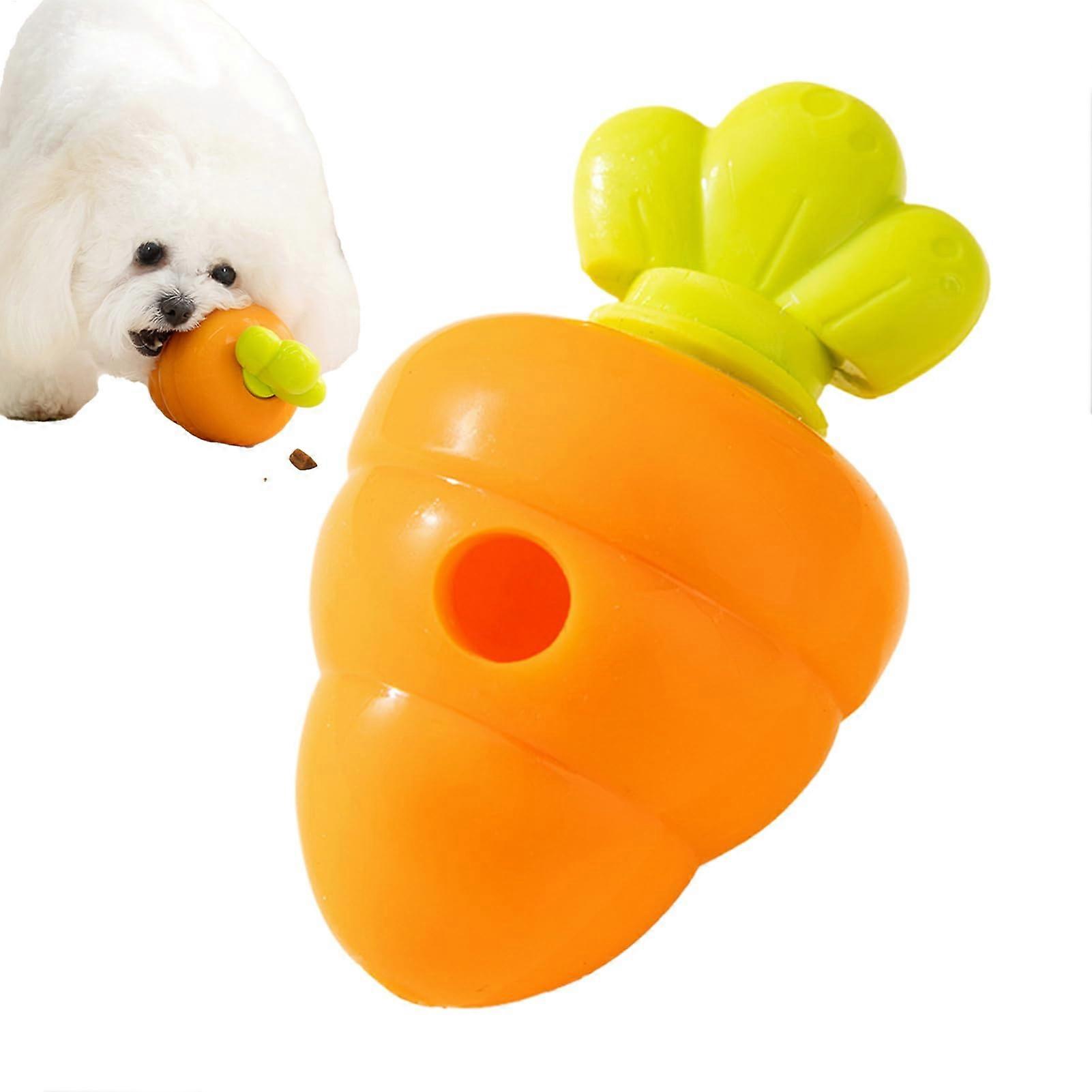 Chew Toy for Puppies, Slow Feeder Food Toy, Carrot Shaped Interactive Fetch Training Toy for Indoor Play, Durable Rubber