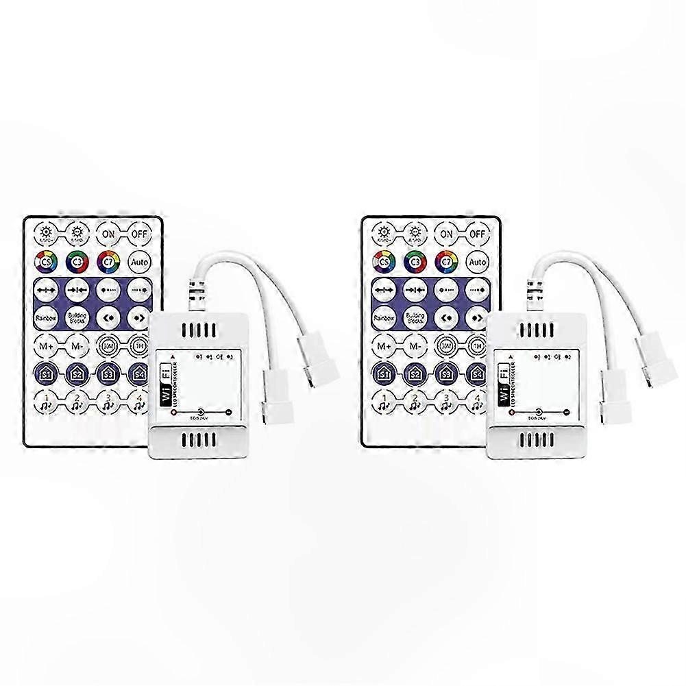 WiFi App Music Voice Remote for RGB LED Strips, 28-Key RF Controller, DC5V-24V Compatible with WS2812B WS2811