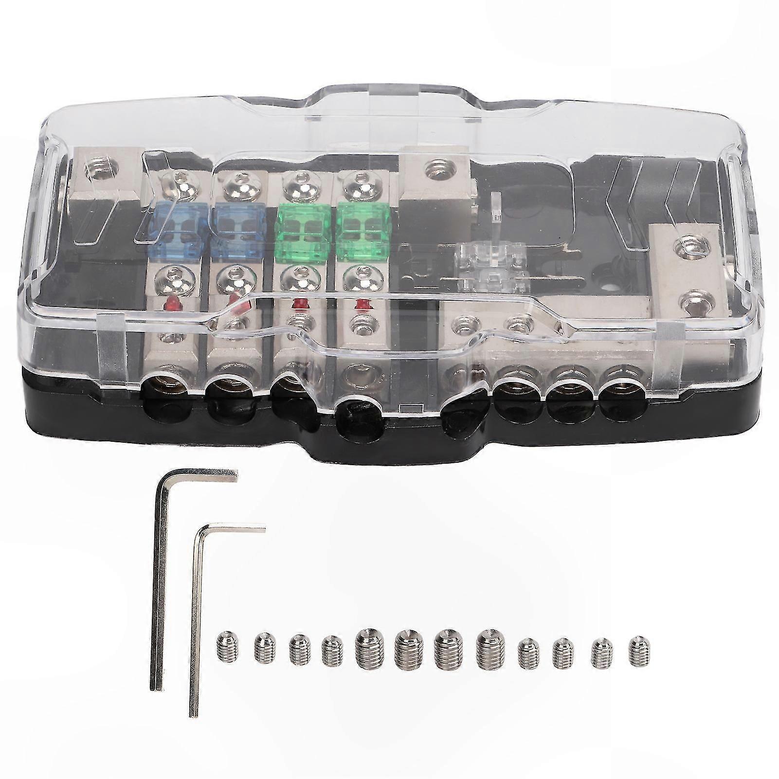 4-Way LED Indicator Fuse Block, ANL Fuse Box for Automotive Accessories, Compatible with ATVs, UTVs, Cars, Trailers, Boats