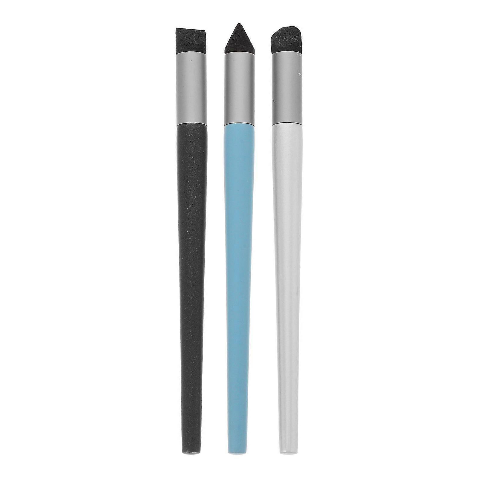3PCS Blending Sponge Pens Oil Pastels Rubbing Sponge Tools Artists Pens Blending Smudging Brushes for Drawing and Sketching (Bevel Head, Round Head, D