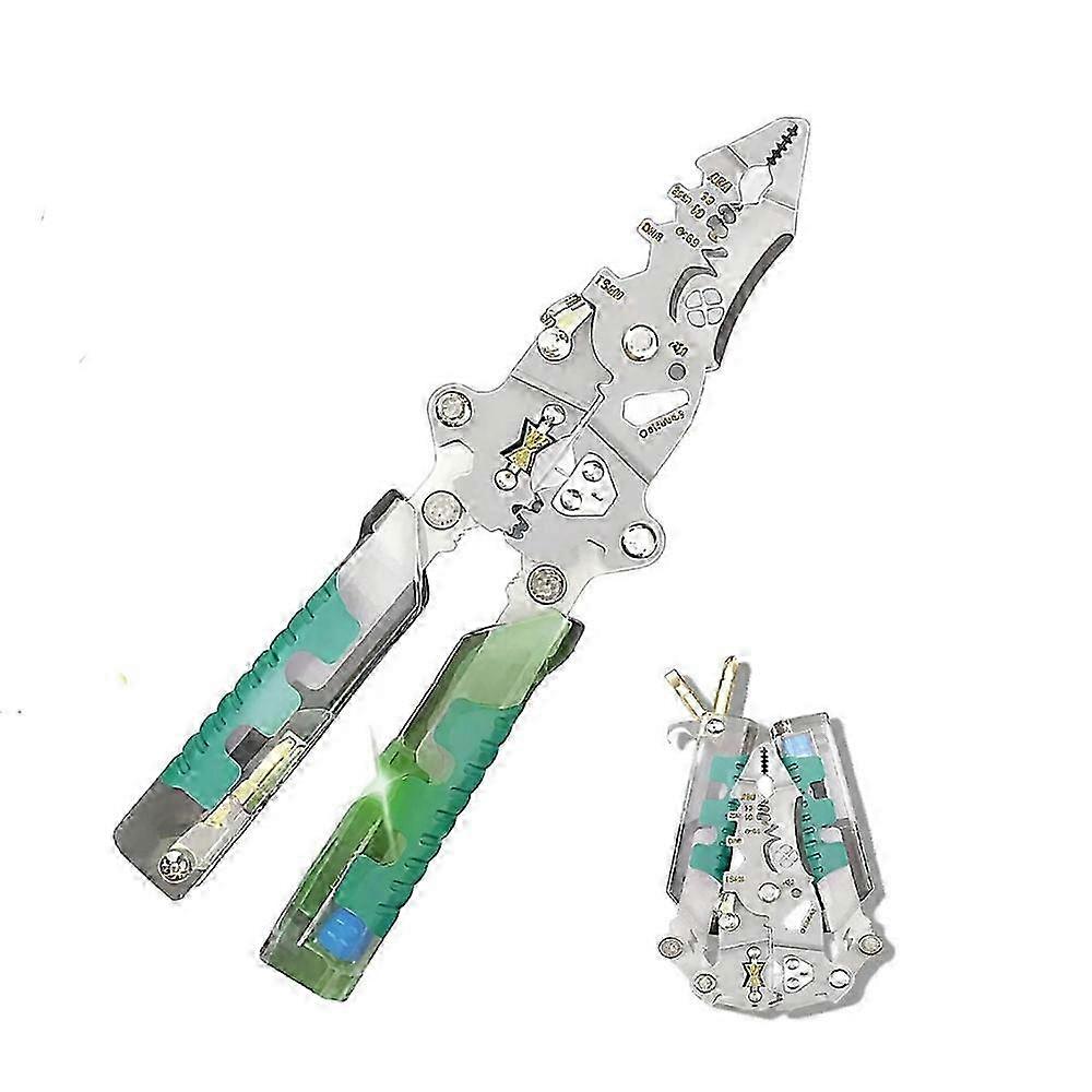18-in-1 Multifunctional Wire Stripper Pliers with Voltage Tester - Stainless Steel Electrician Tool for Cable Cutting & Electrical Work