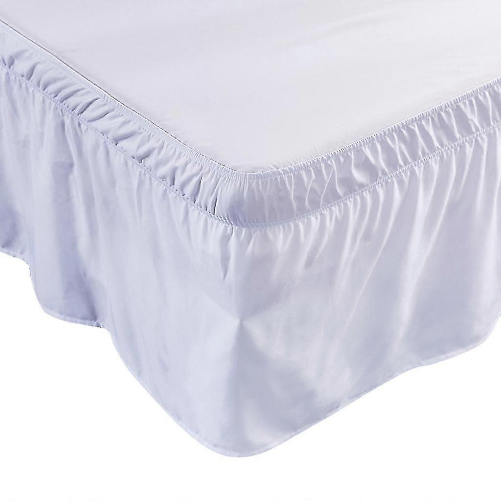 6 Sizes Sides Wrap Around Elastic Solid Color Bed Skirt Drop Dust Ruffled Adjust White 12