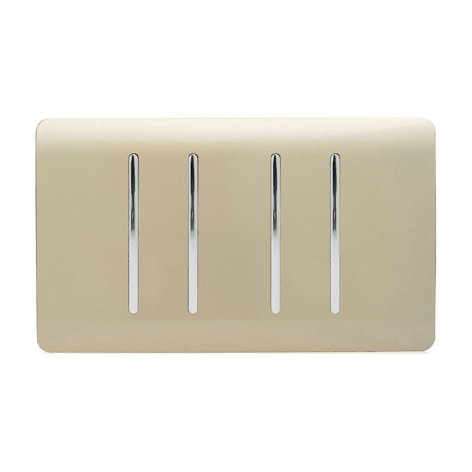 Trendi Modern 4 Gang 2 Way Rocker Double Plate Light Switch in Gold- ART-SS44GO