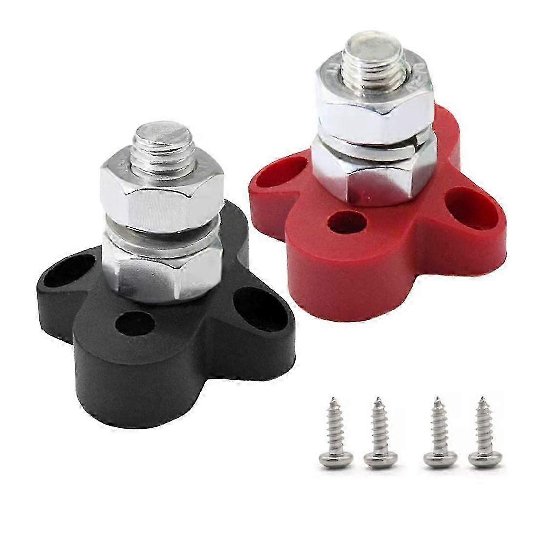 2Pcs DC 48V 150A BusBar M10 Terminal Block Studs Battery Power Distribution Terminal Stud Bus Bar Connector for RV Boat