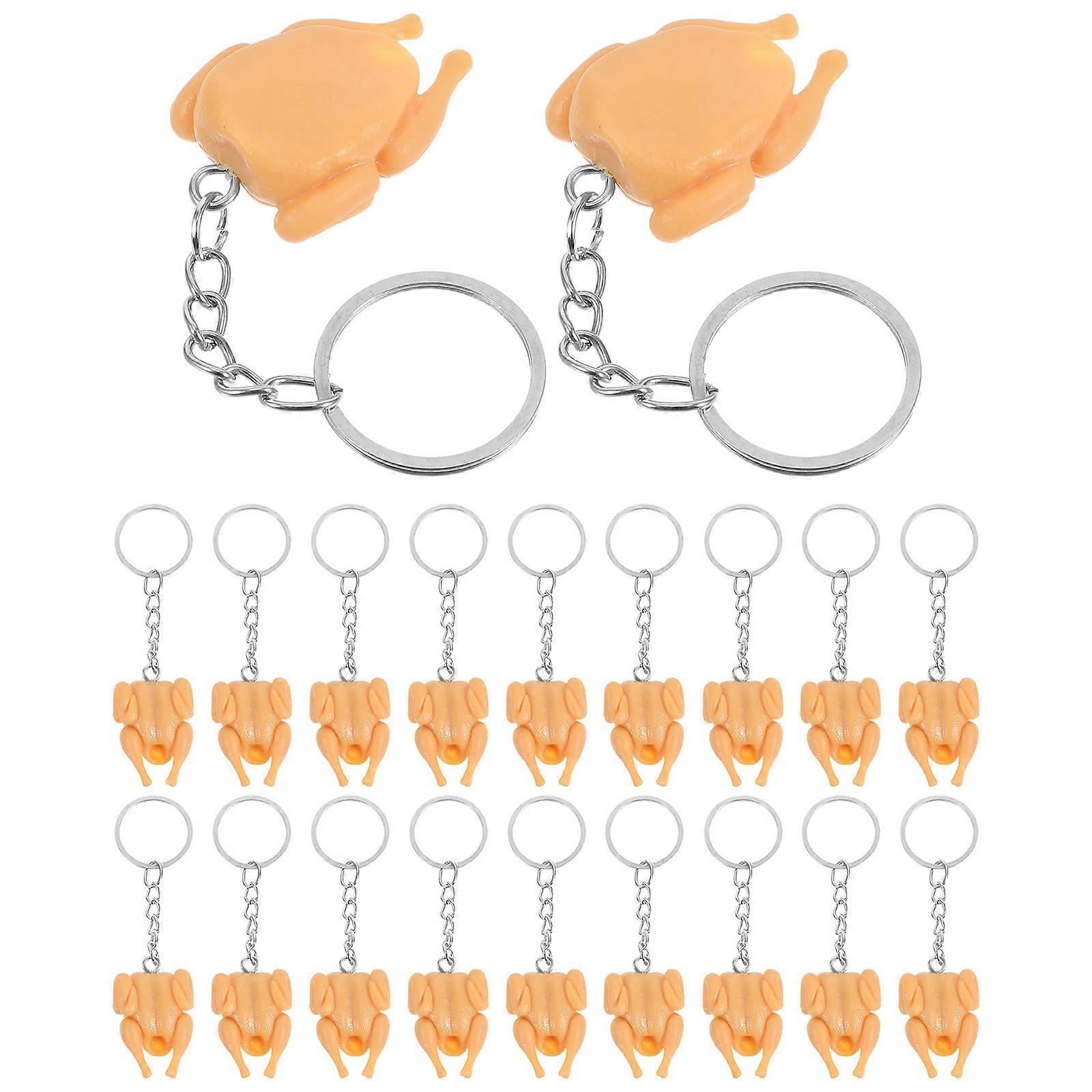 20pcs Mini Fried Chicken Keychain Realistic Food Simulation Durable Key Ring Car Keyholder Creative Imitation Accessory for Bag, Phone