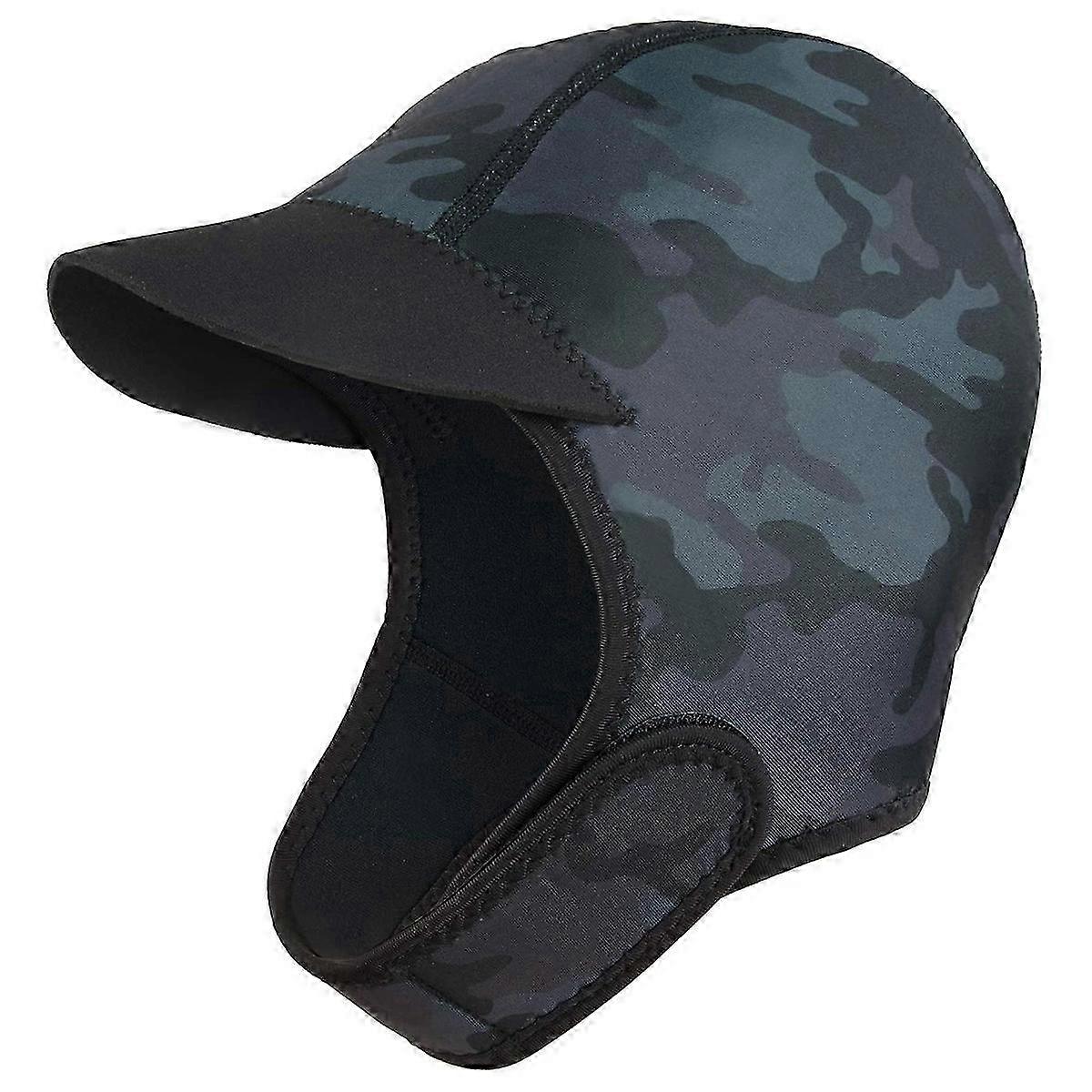 2MM Neoprene Surf Beanie Swim Cap with Adjustable Chin Strap - Quick-Drying Diving Cap for Swimming