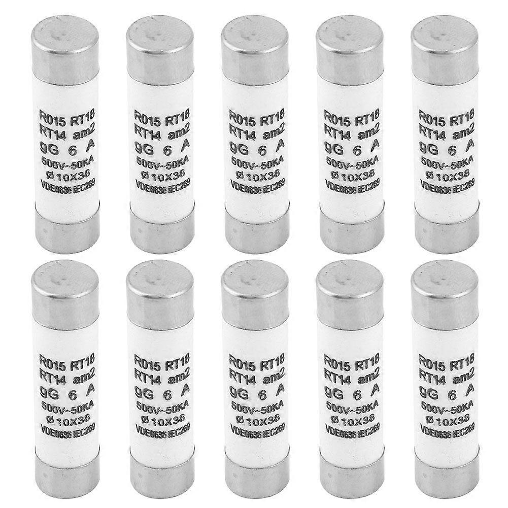 10Pcs High Breaking Capacity Cylinder Fusewith Indicator Device 10x38 380-500VAC(6A)