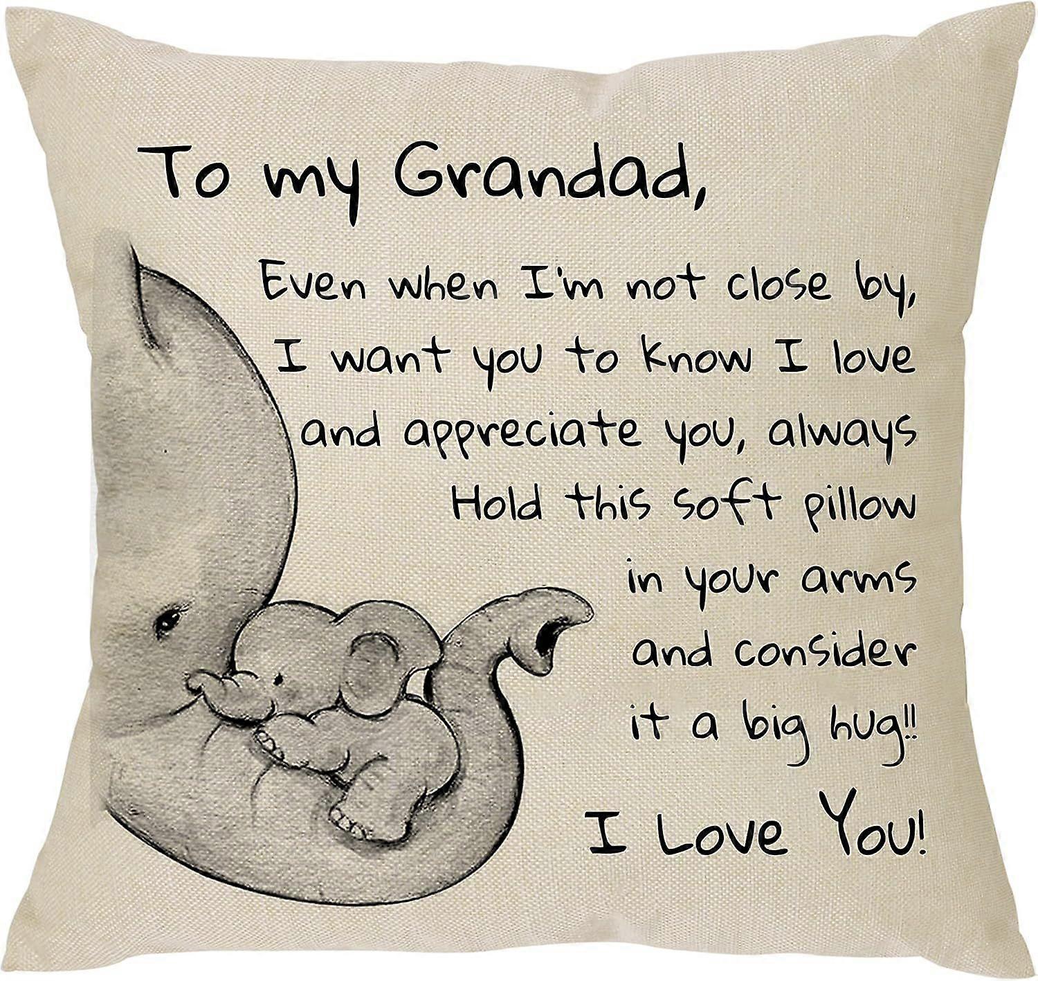To My Granddad And Baby Elephant Style Printed Throw Pillow Case Cover